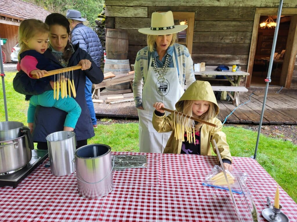 Candle making at the Baker Cabin