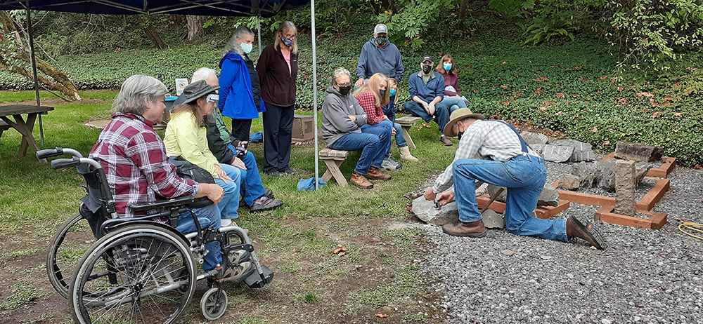 rock splitting at the Baker Cabin