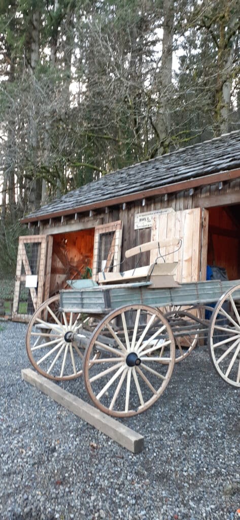 wagon outside the Baker Cabin