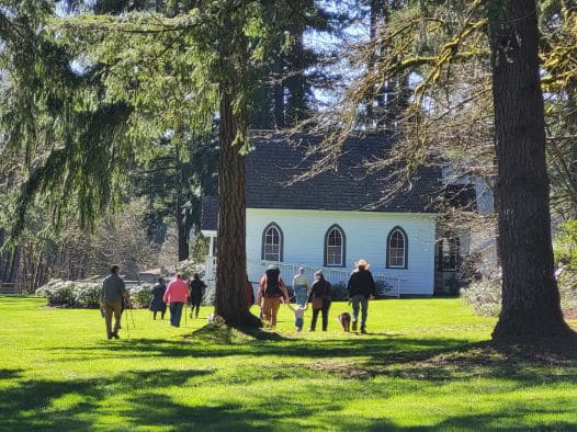 Visitors at the Baker Cabin